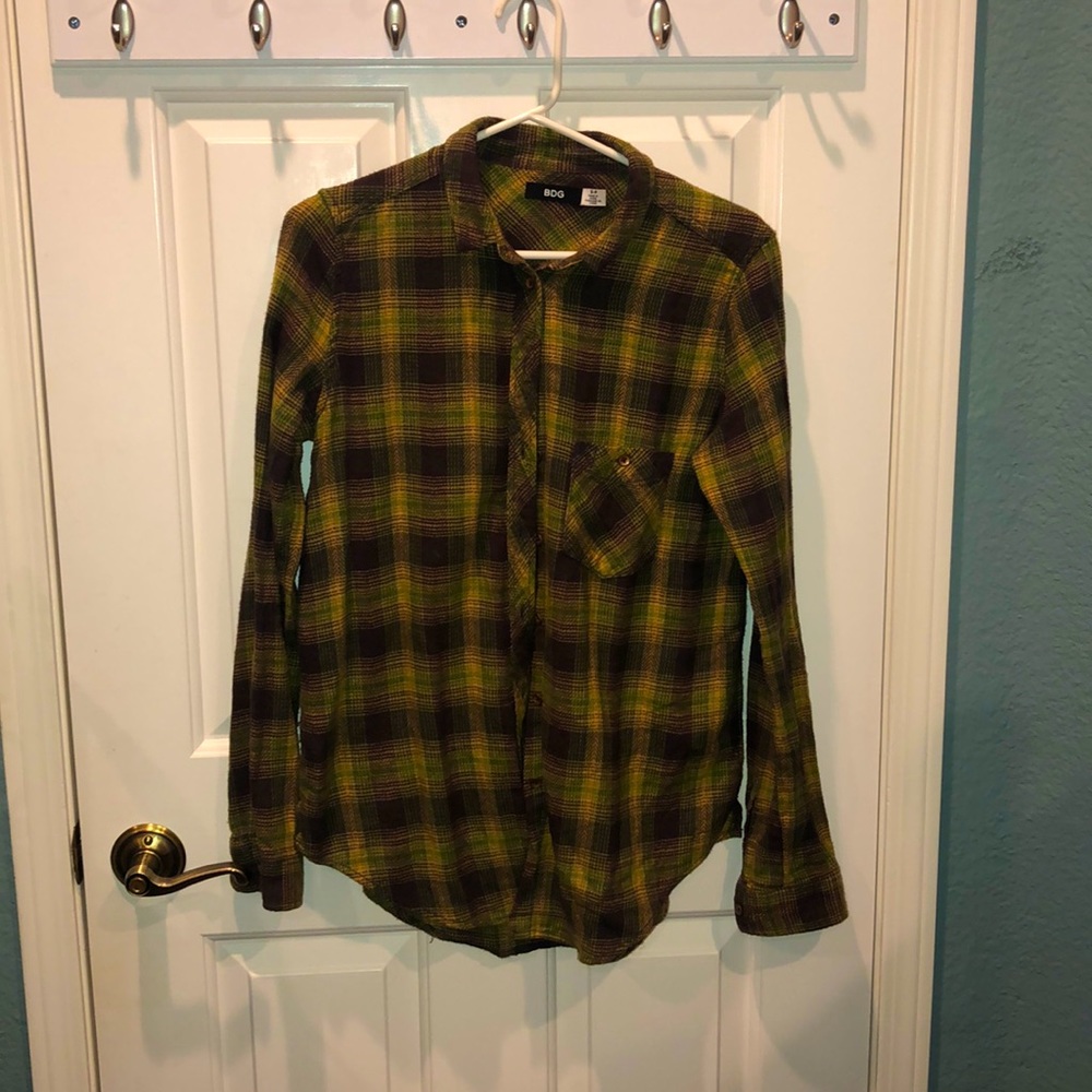 BDG green and yellow flannel